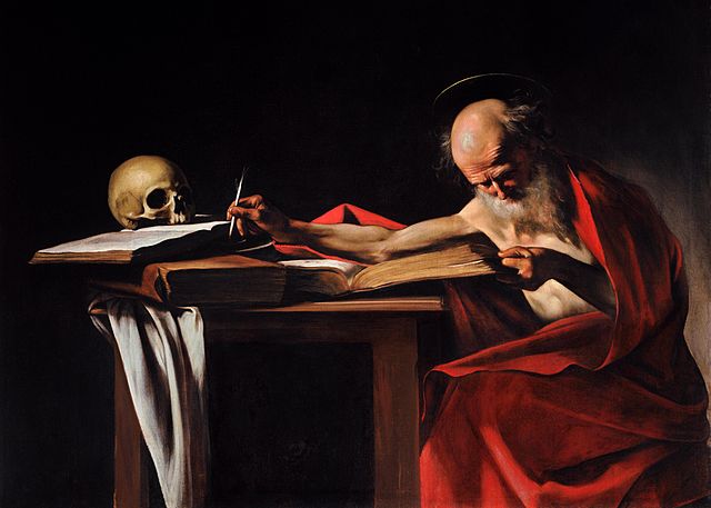 Painting of St. Jerome by Caravaggio.